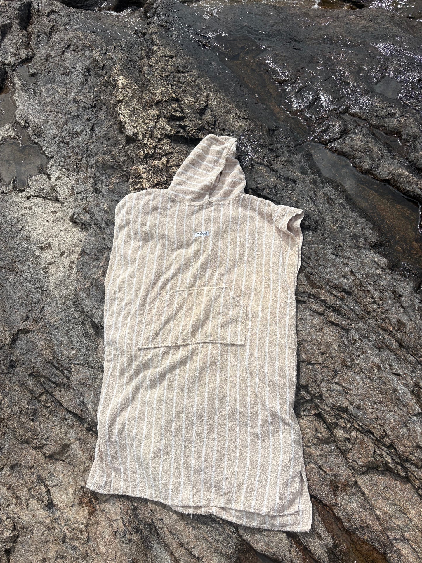 beige striped poncho