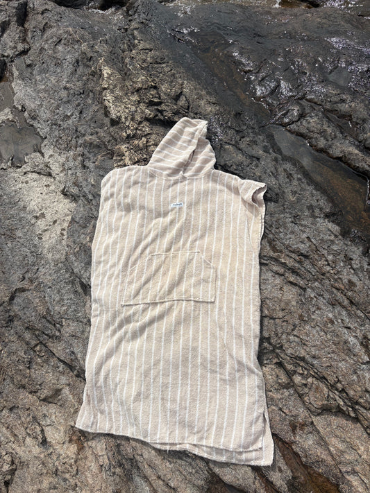 beige striped poncho